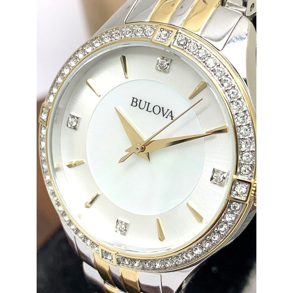 Bulova Women's Watch 98L273 Quartz Mother of Pearl Dial Two Tone Crystal…